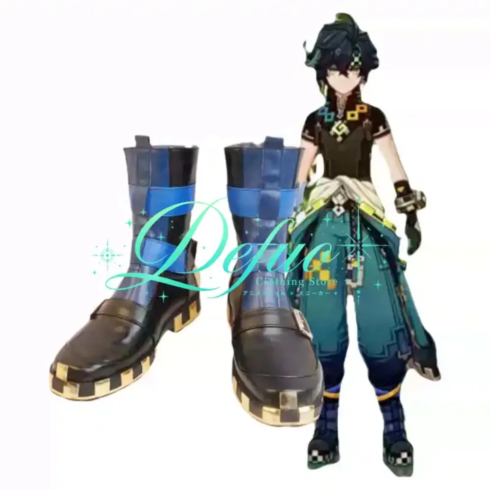 Customized Size Kinich Cosplay Shoes PU Leather Boots Character Footwear for Convention Roleplay Gathering