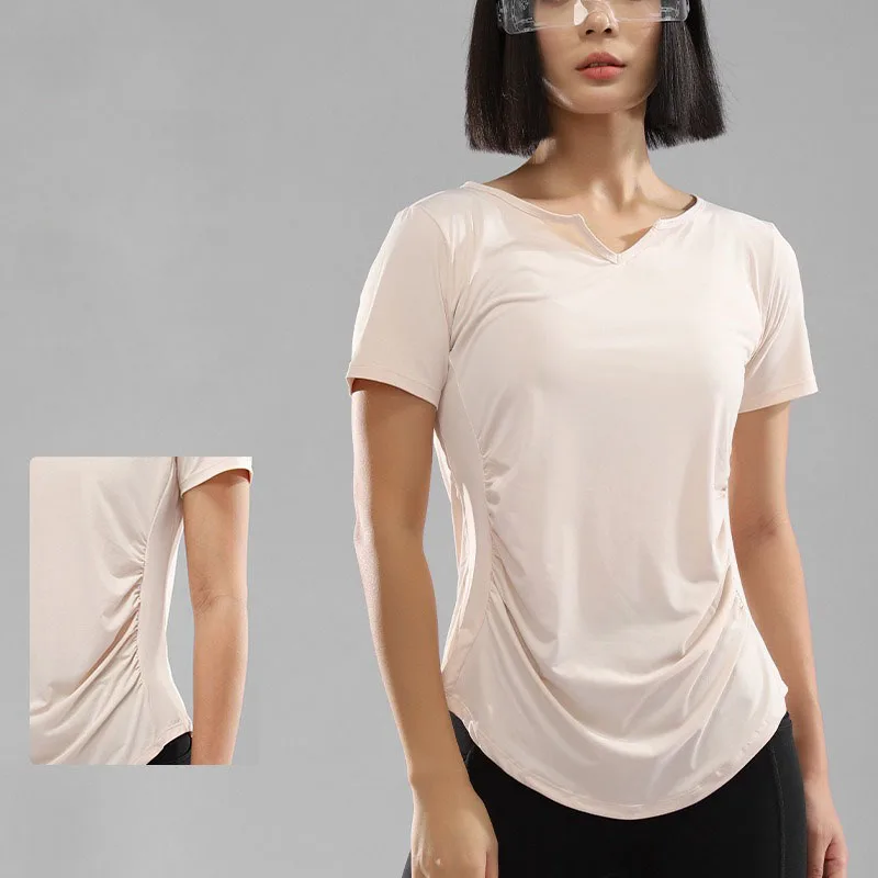 

S-4XL Plus Size Women's Nude Casual Sports T-Shirts Slim Fit Short Sleeve Yoga Tops for Running Training Shirts Fitness Clothing