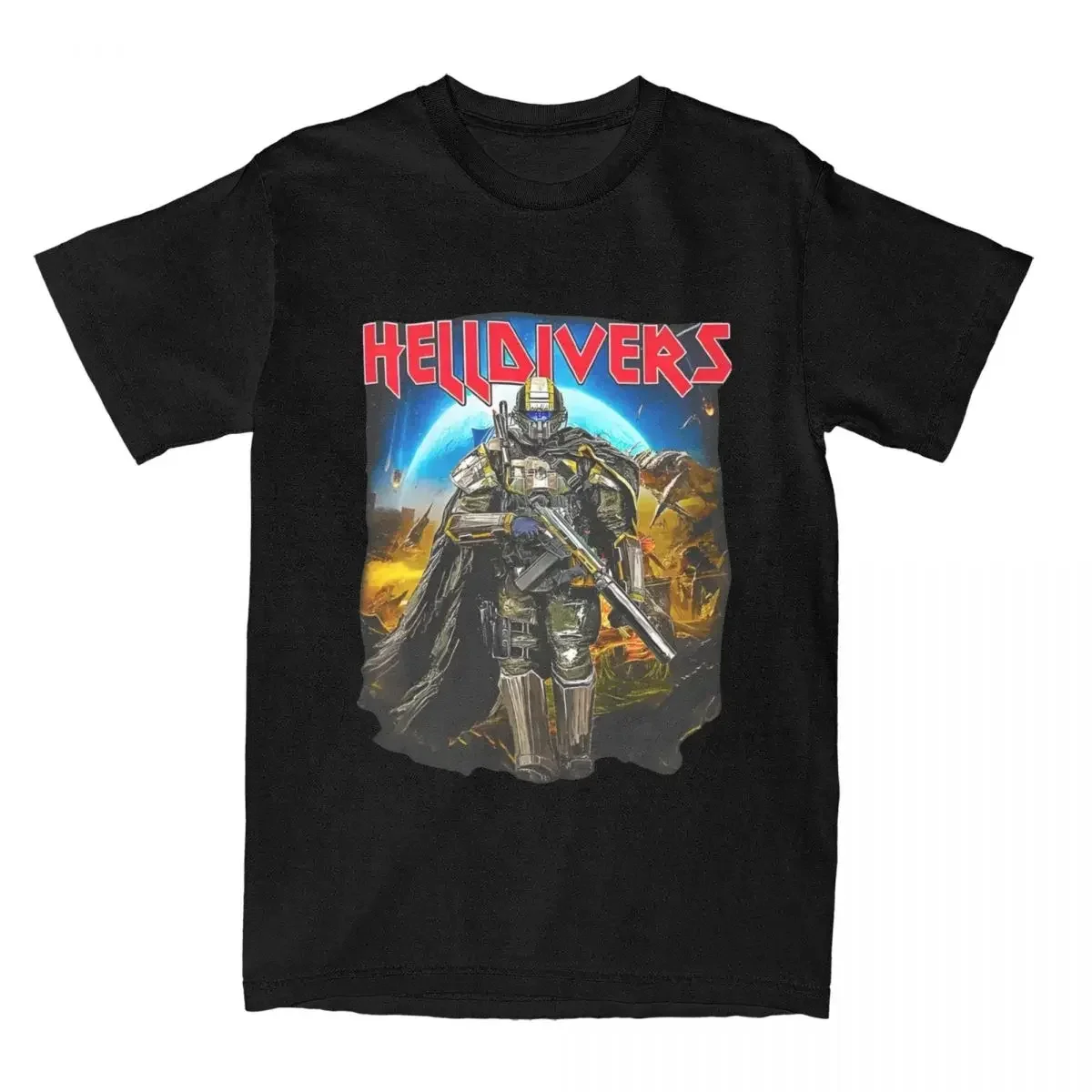 Short Sleeve Tee Shirt Original Tops oversized Novelty Game Helldivers 2 Skull T-Shirt Men Crewneck 100% Cotton Malevelon Creek