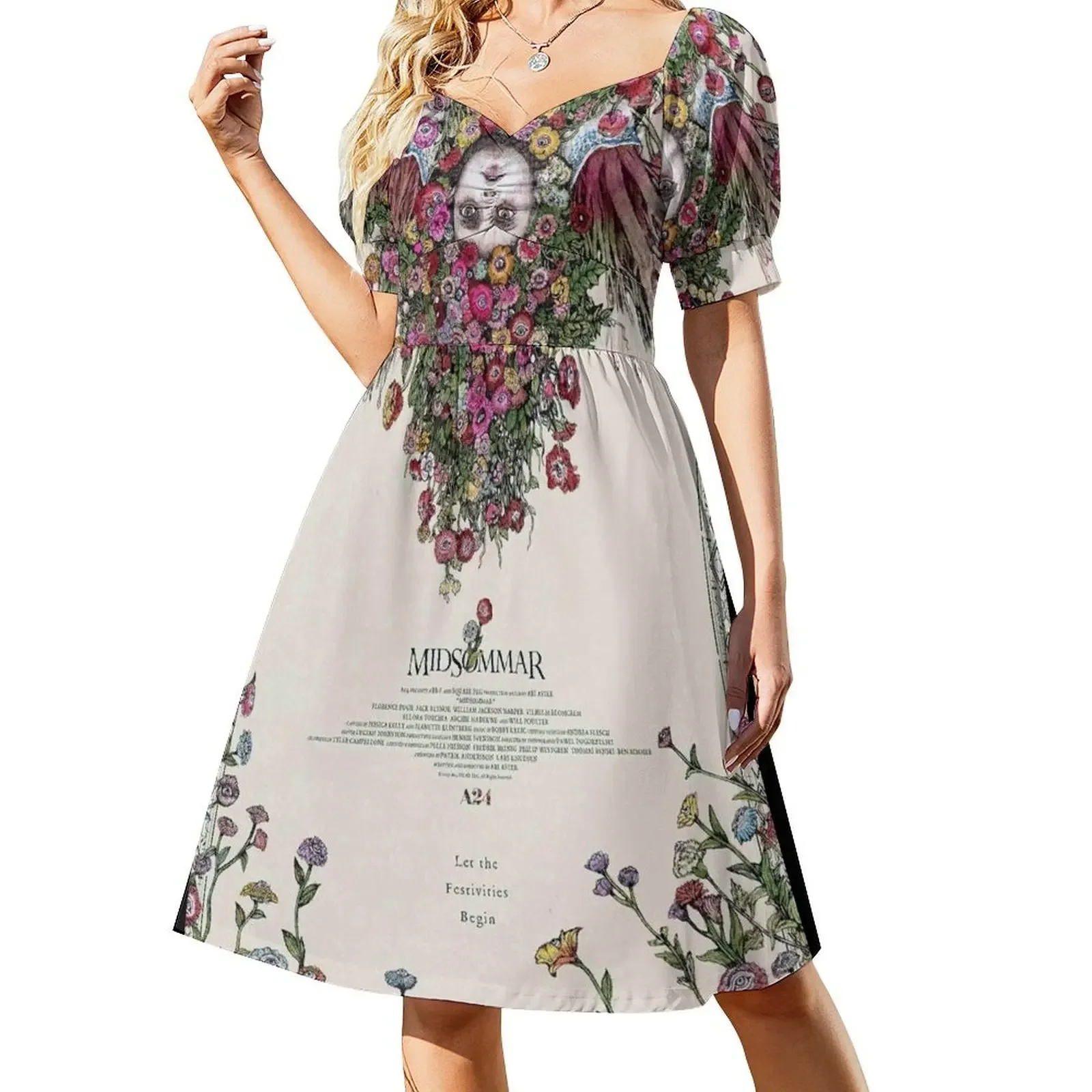 

Scarying Flowery Grils Short-Sleeved Dress dress summer women evening dress women dresses