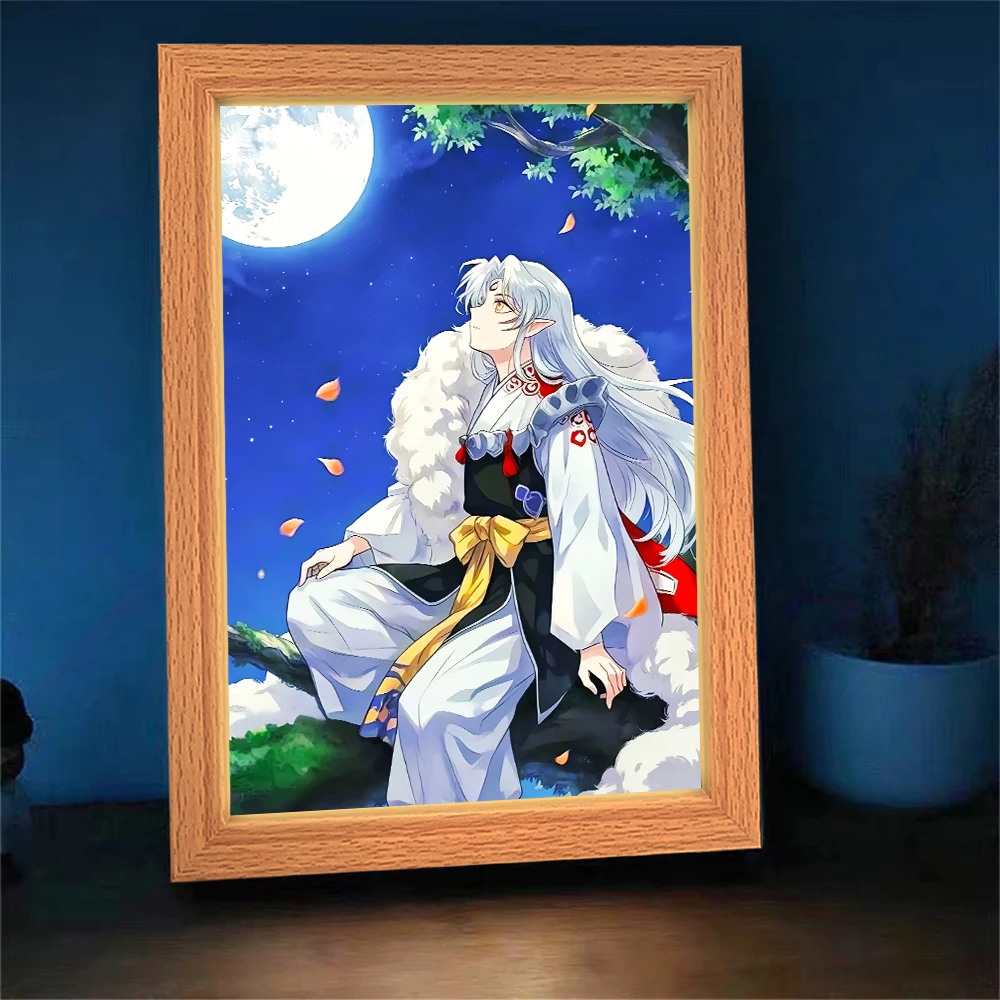 ไฟกลางคืน LED อนิเมะ อินุยาฉะ คากุเมะ ฮิกุราชิ ของตกแต่งห้องนอน ของขวัญคริสต์มาส ภาพวาดแสงจันทร์ ไฟส่องภาพ