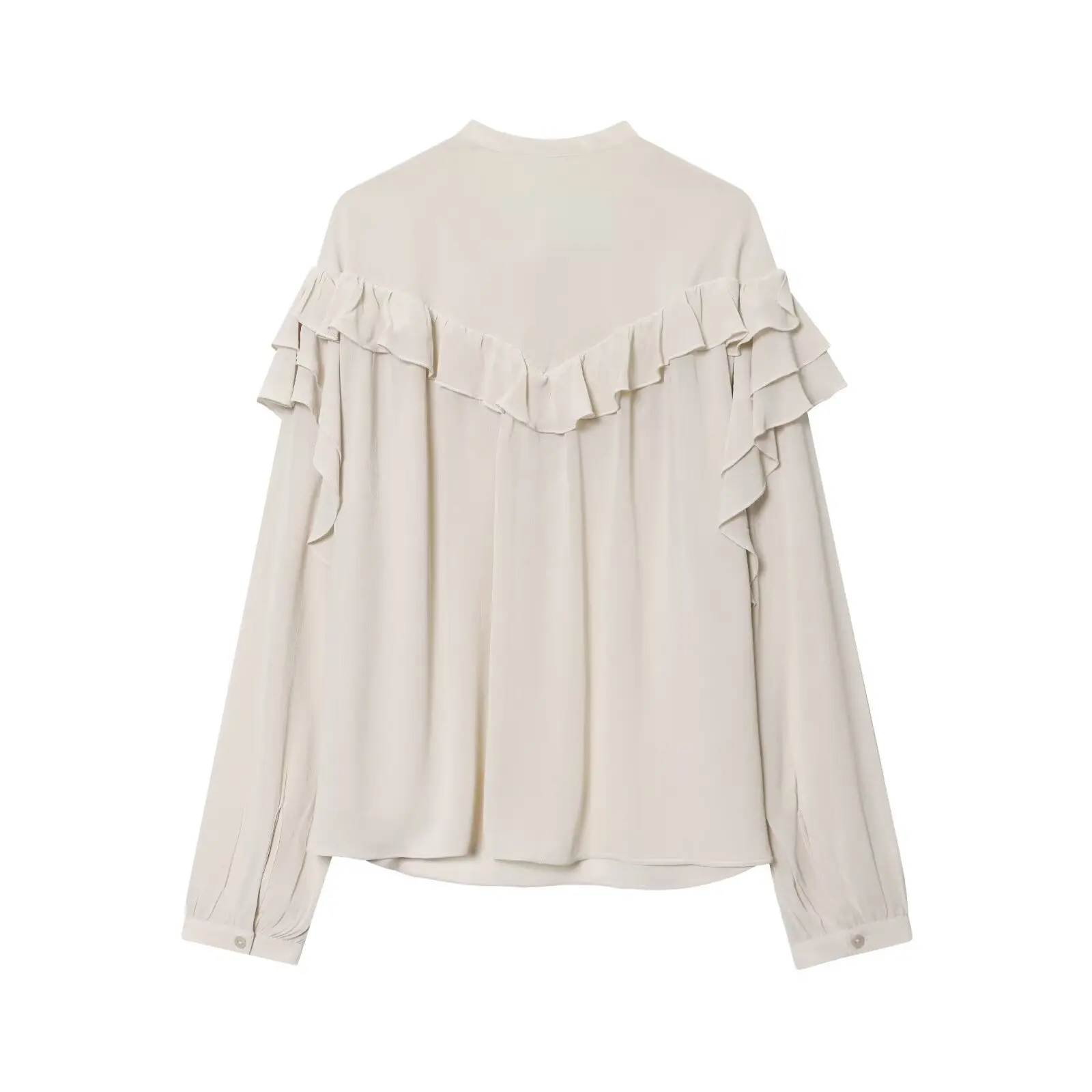 2025年女性ファッション 欧米風 秋新作 ラミネート装飾リボンシャツ レトロ長袖シャツ ブラウス 女性用