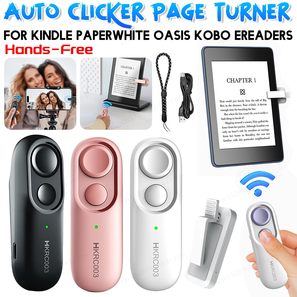 for Tiktok Remote Page Turner Clicker Extenders Phone Camera Video Record Auto Remote Triggers Clicker Page Turner for Kindle