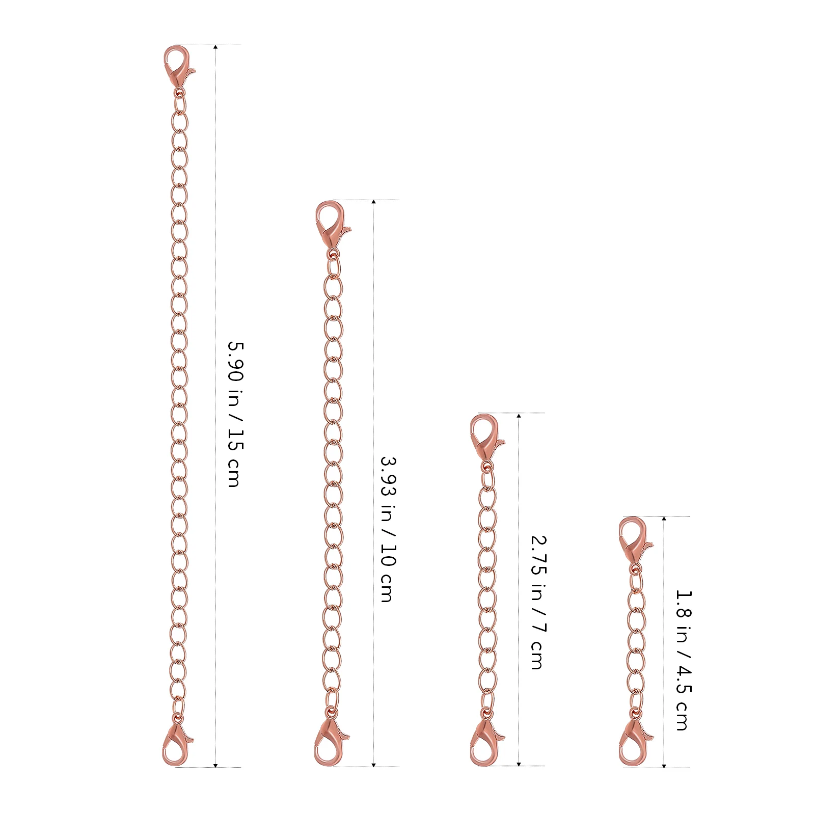 

12 Pcs Extension Chain 2 3 4 6 Silver Rose Gold Extenders for Necklaces Bracelets DIY Jewelry Crafts