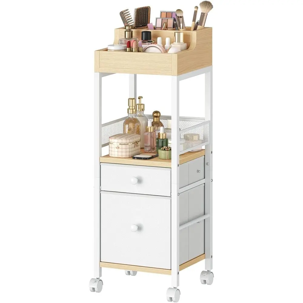 

Makeup Organizer Cart, Floor Makeup Storage with Fabric Drawers, Mobile Vanity Organizer, Cosmetics Display Cases, for Sk