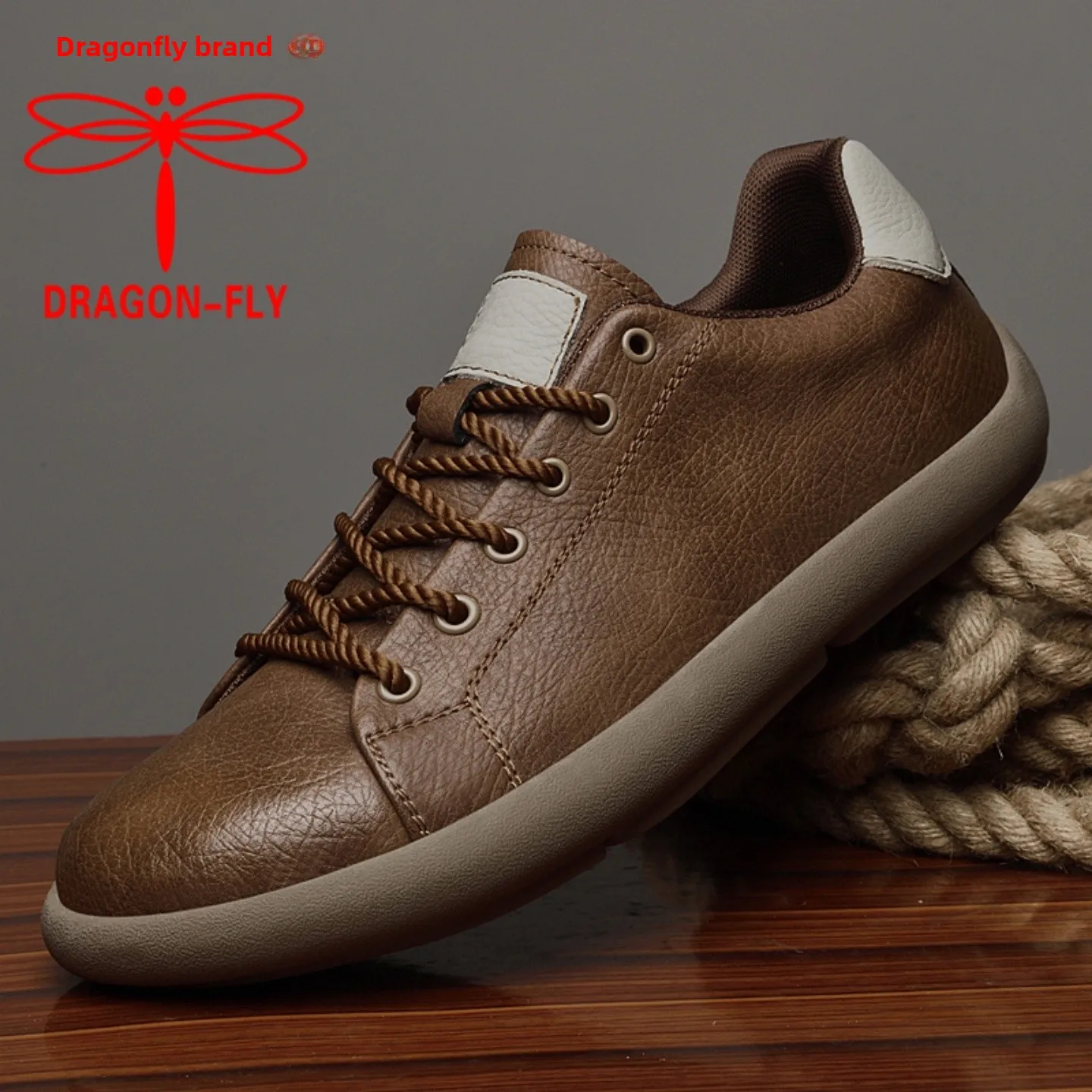 

Мужские повседневные ботинки Dragon-Fly: удобные коричневые кожаные ботинки на шнуровке, осенне-зимняя новинка, низкие, с мягкой поверхностью из натуральной кожи
