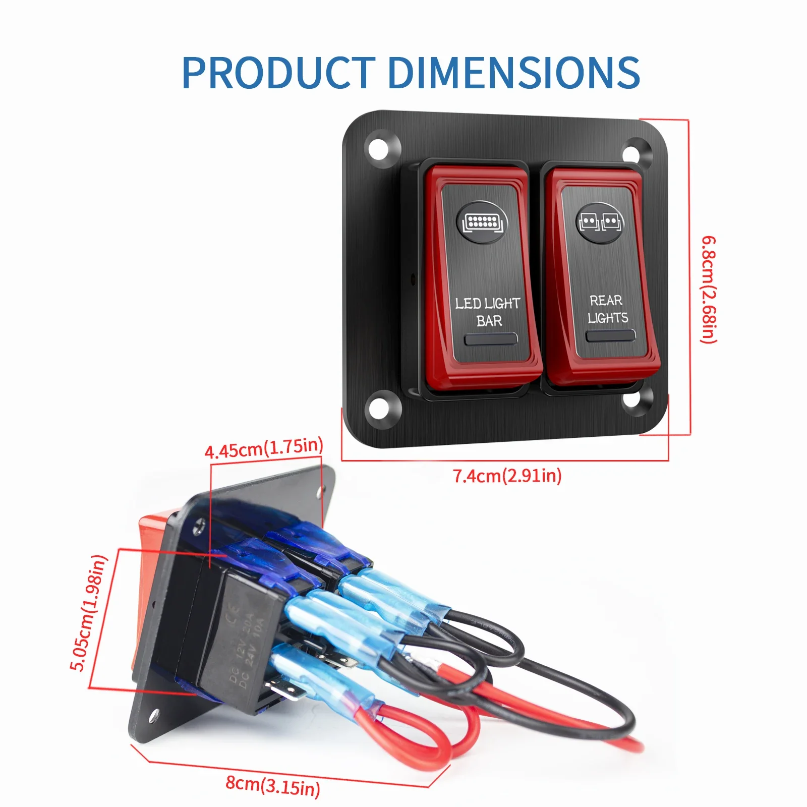 Latest design alloy metal 2-8 Gang Car Marine Boat Switch Panel 12V 24V Circuit Breakers  Boat Marine Car Rocker Switch Panel view 3