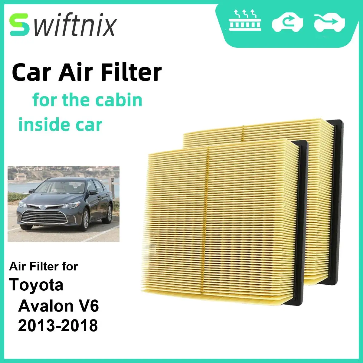 

Воздушный фильтр двигателя Calm Carbon Fiilter для салона Toyota Avalon V6 2013-2018 CA10755 17801-0P050 17801-0P051 17801-31130, 2 шт.