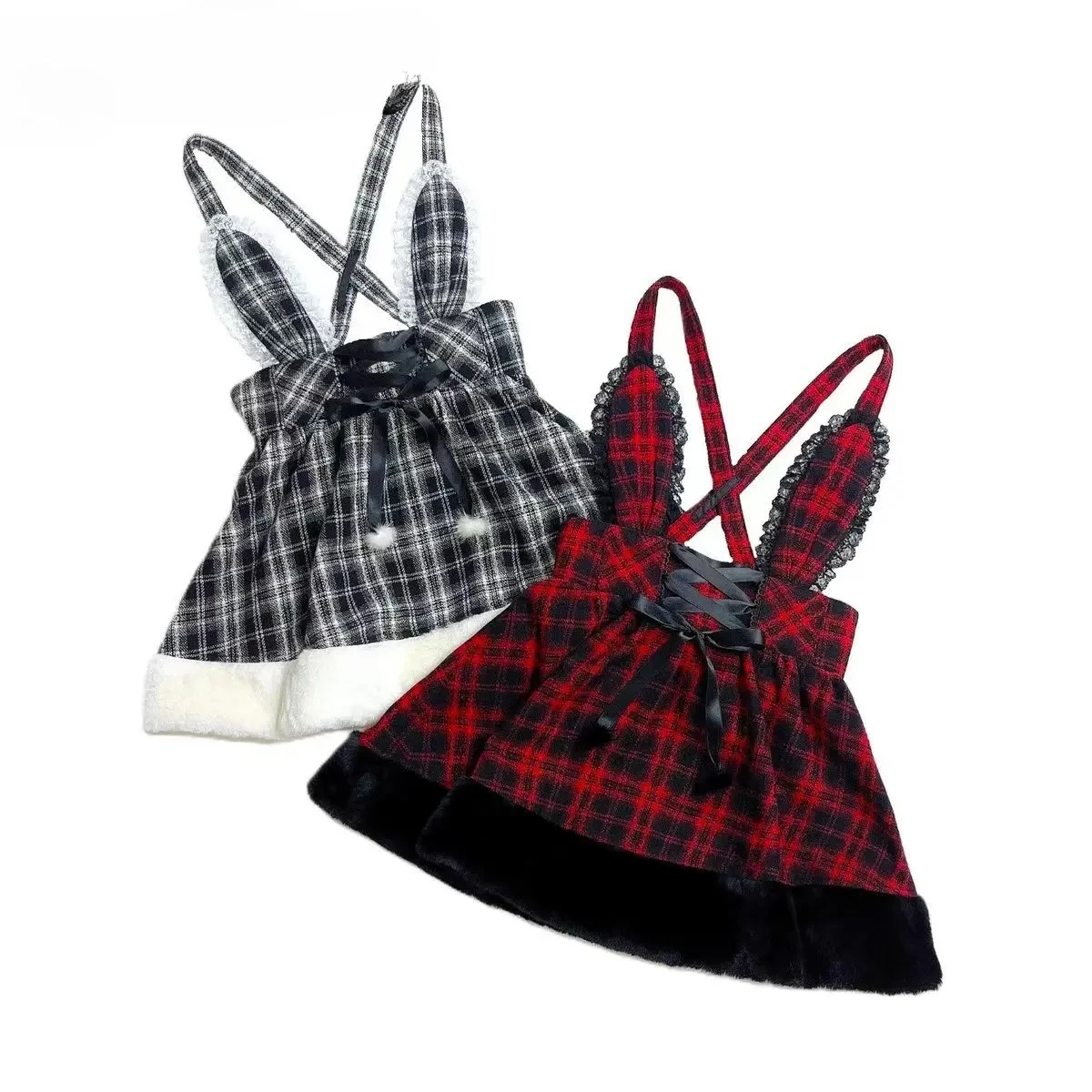 

Sc Japanese Sweet Cute Plaid Mass-Produced Lolita Short Strap Skirt Autumn New Bow Long Sleeve White Versatile Shirt Set
