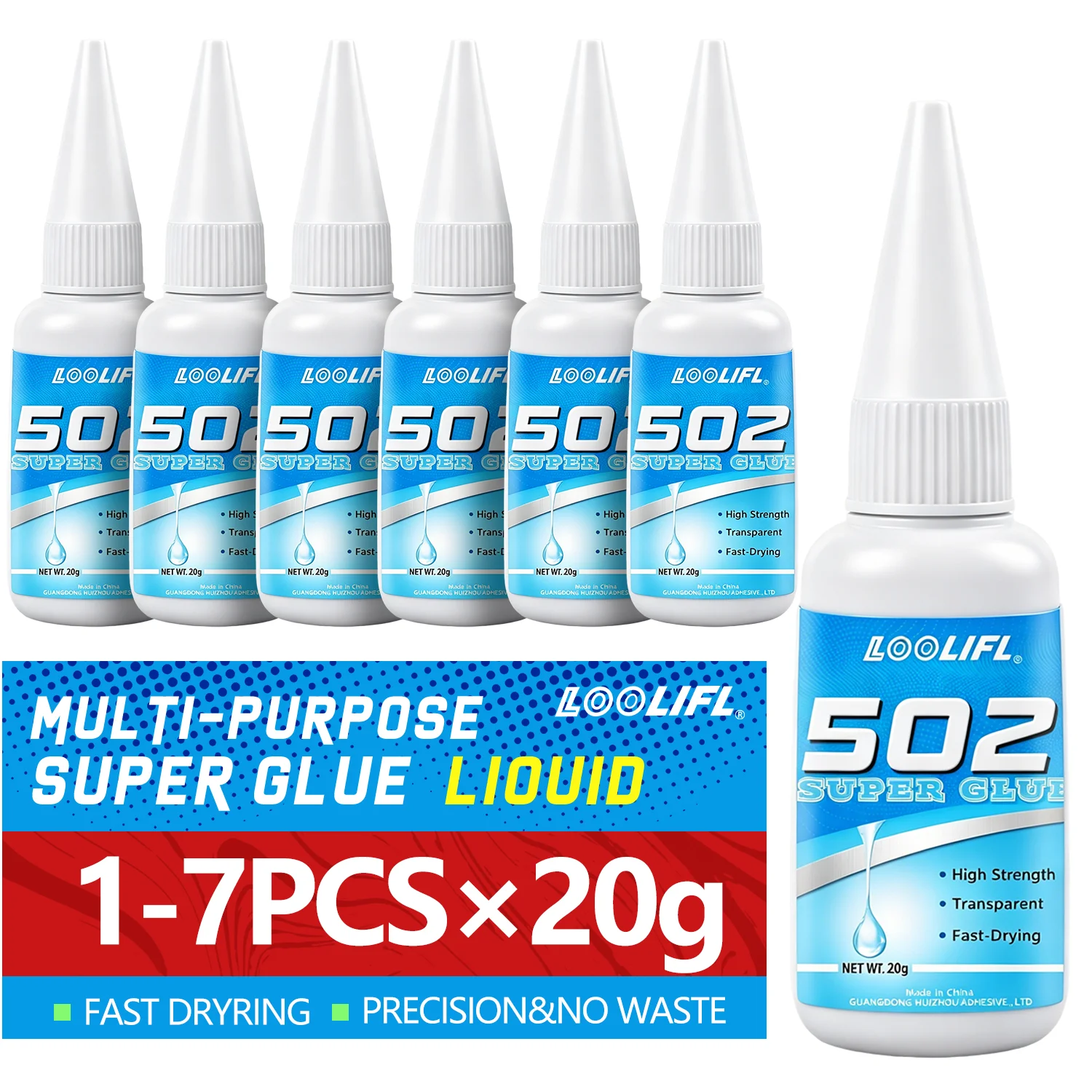 

LOOLIFL 502 Multi-Purpose Super Glue Cyanoacrylate Instant Fast Adhesive Rubber Wood Glass Stronger All Bonding Glue Repair tool