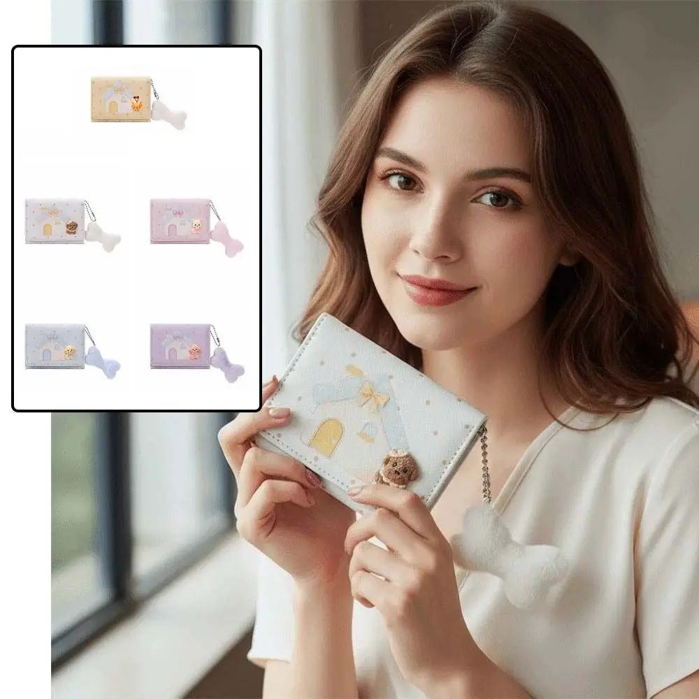 Card Holder Large Capacity Three-Fold Wallet Portable Compact Cartoon Coin Pouch Textured Lightweight Cartoon Wallet Students