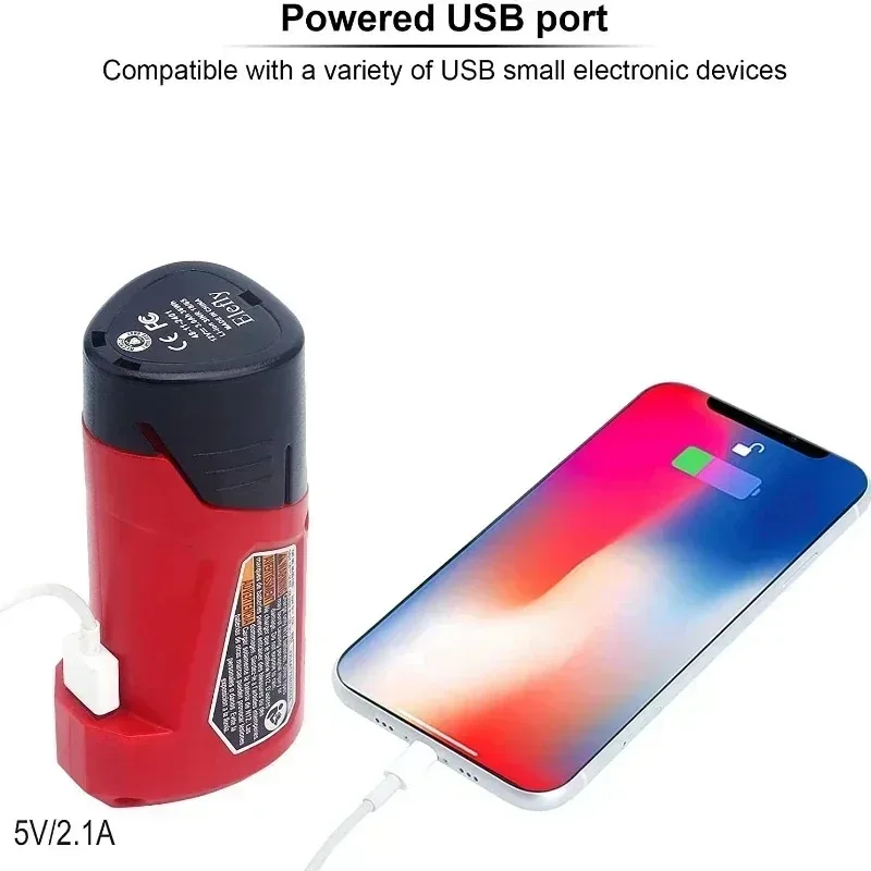 

Зарядное устройство-адаптер для аккумуляторов Makita/Bosch/Milwaukee 10.8В/12В, с входом Type-C, выходом USB и выходом DC 12В для подогреваемой куртки