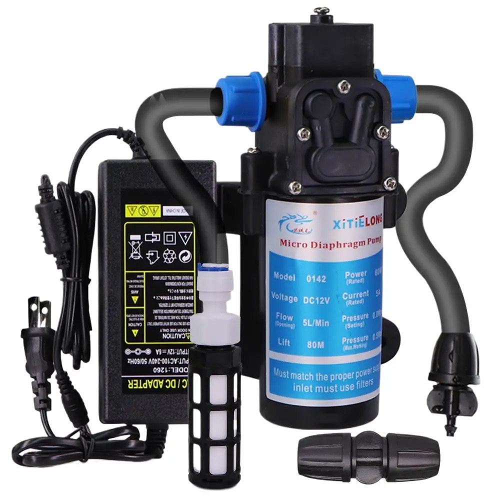 45/60/80/100 W Wasserdruck-Membran-selbstansaugende Pumpe mit 110–240 V Netzteil-Set, Gartenbewässerung, Landwirtschaft, Bewässerung