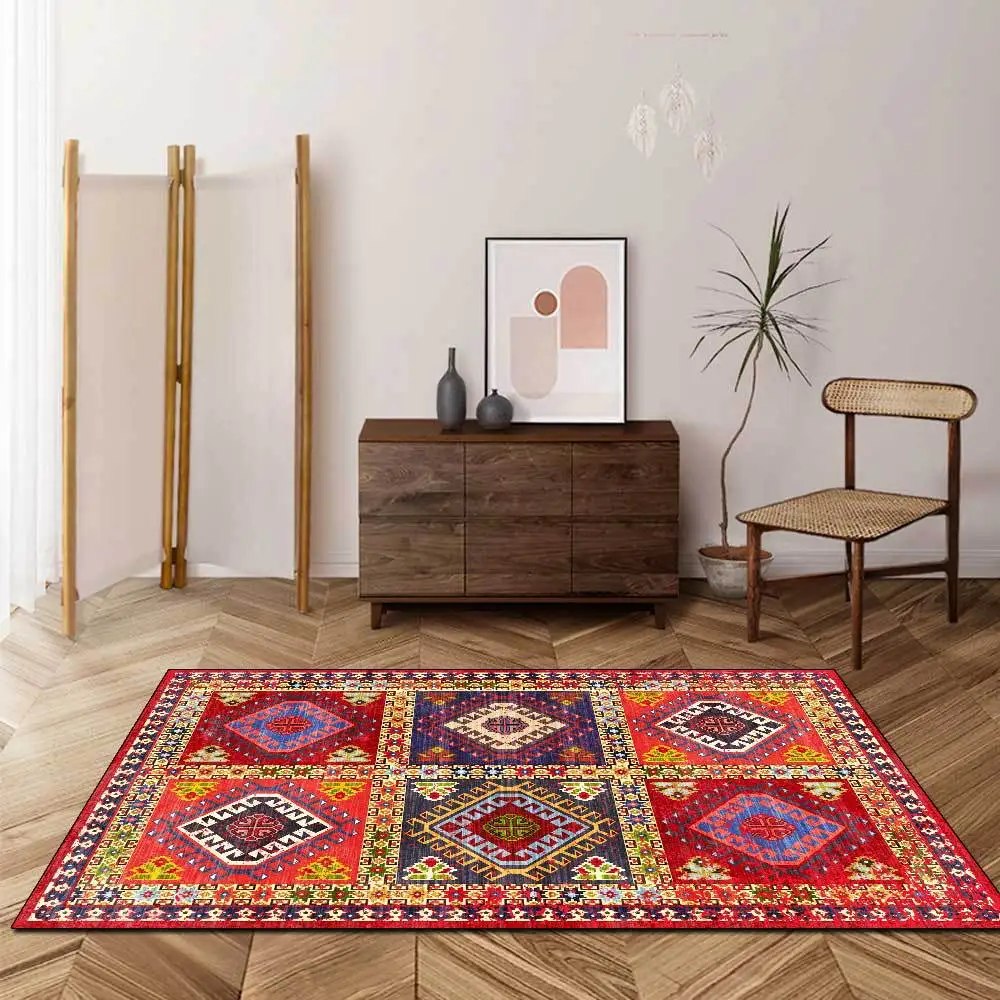 

Geometric Carpets for Living Room Bedroom Bedside 3D Bohemia Ethnic Style Pattern Soft Flannel Kids Play Area Rug Home Floor Mat