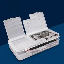 Contenedor organizador de plástico transparente, caja de almacenamiento de componentes de doble capa para reparación de teléfonos móviles, tornillos, cuentas de joyería