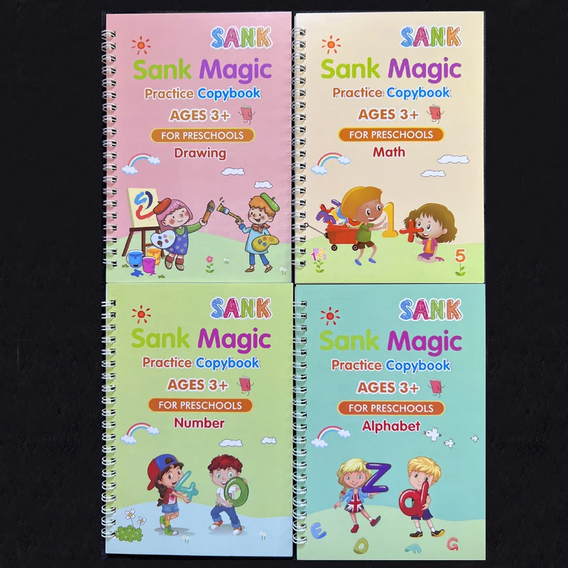 4 Stuks Sank Magic Praktijk Schrift Pen Voorschoolse Kinderen Kalligrafie Engels Verison Gratis Vegen Kinderen Herbruikbare Schrijven Boek