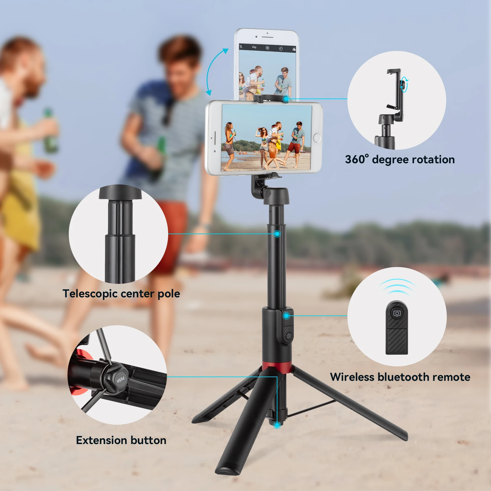 SmallRig-Trépied pliable sans fil Bluetooth avec télécommande, léger pour selfie, streaming en direct, TIK Tok tout le matin