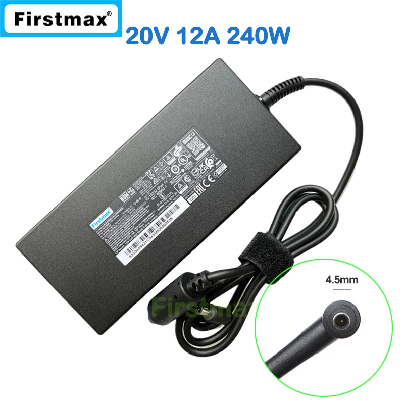 

20V 12A 240W AC Adapter Charger for MSI GS66 Stealth 12UE 12UGS 12UH 12UHS MS-16V5 Gaming Laptop Power Supply A20-240P2A