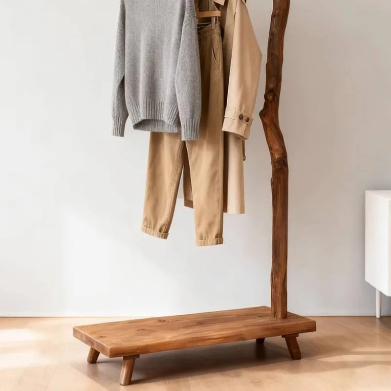 رفوف ملابس طويلة منخفضة المستوى متجر خشبي داخلي شقق حديثة رف ملابس غرفة المعيشة أثاث غرفة Colgadores De Ropa #5