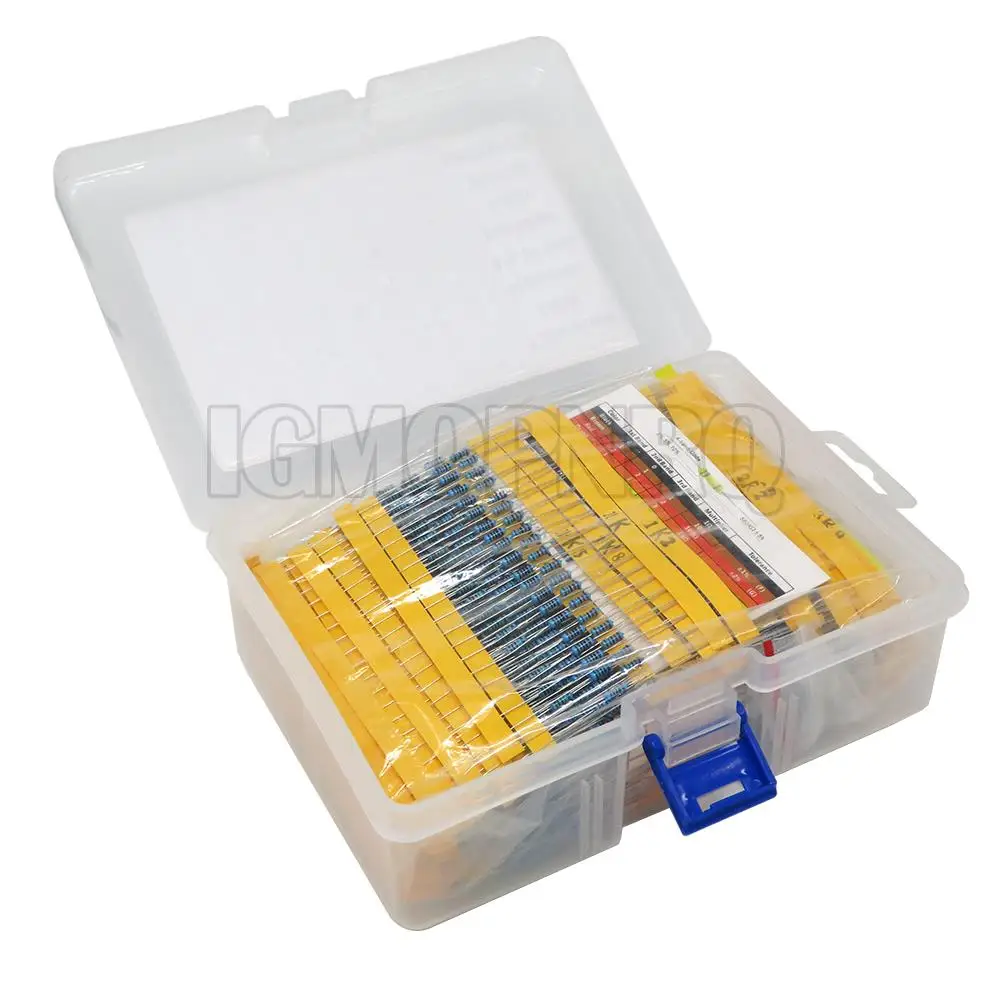 2600PCS/LOT 130 Values 1/4W 0.25W 1% Metal Film Resistors Assorted Pack Kit Set Lot Resistors Assortment Kits Fixed Resistor