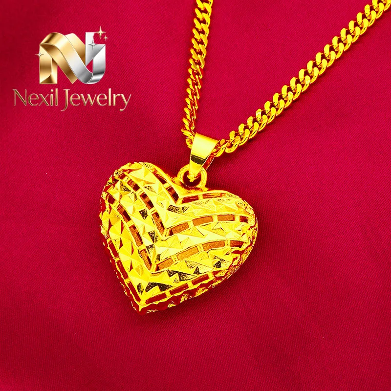 

Nexil Jewelry Nexil Jewelry Heart Hollow Pendant Women's 24K Gold AU999 - Retro inspired gold heart, carved hollow out, to el