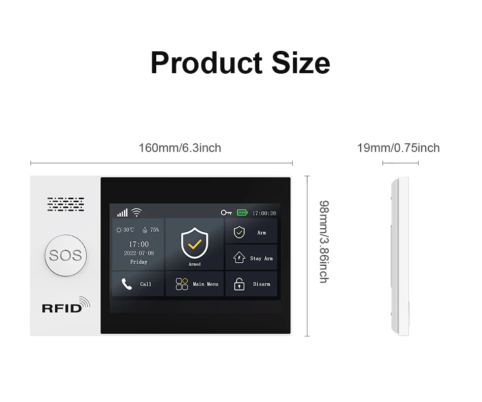 2.4G WIFI Smart GSM Alarm System Work with TUYA Smart Life Security Protection For Home with PIR Wireless Solar Siren Alexa