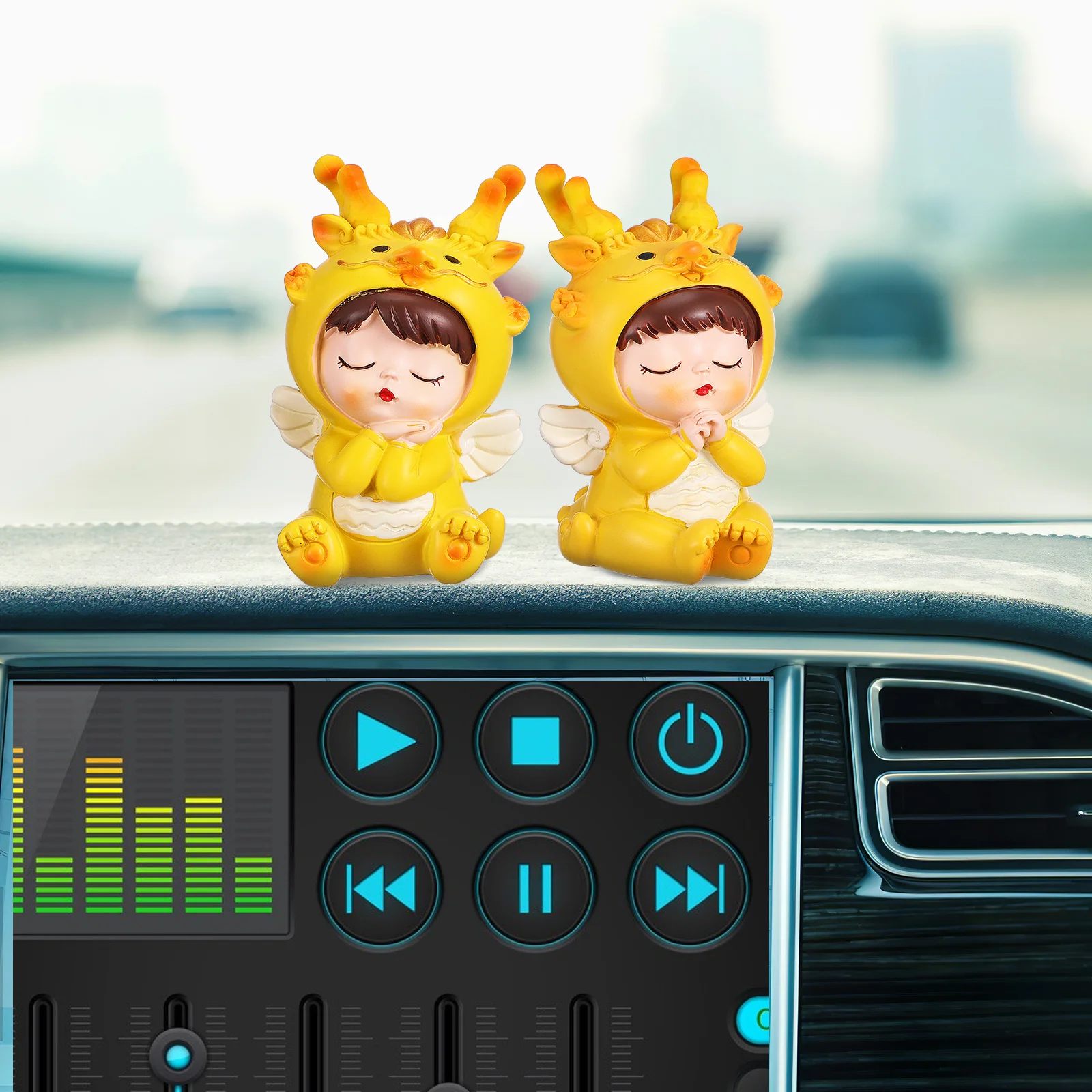 

2Pcs Mini Resin Zodiac Dragon Statues Desktop Figurines Cake Toppers Resin Dragon Decoration Desktop Ornament