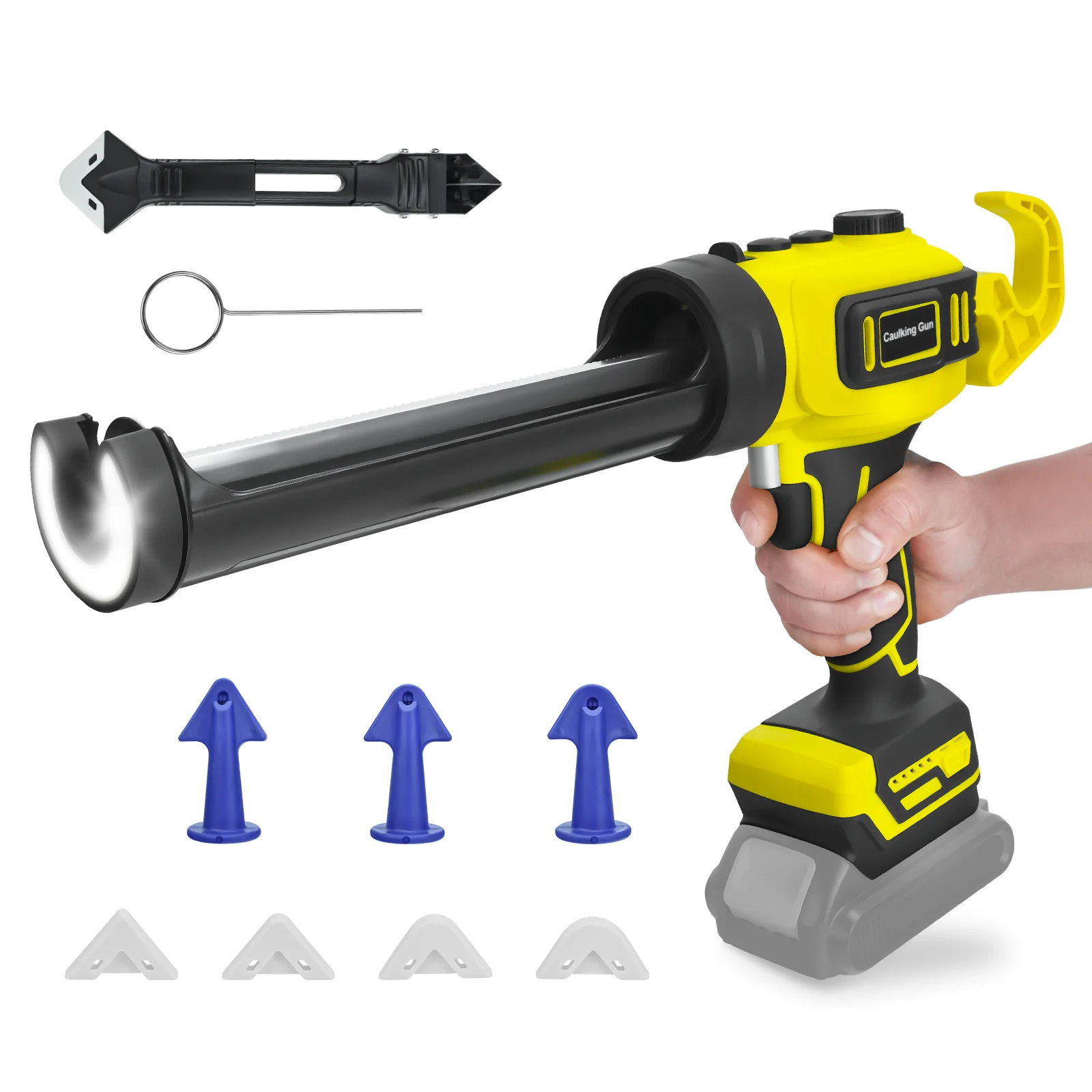 

Беспроводной пистолет для герметизации, электрический силиконовый пистолет, бесступенчатая скорость, 10 унций/300 мл, инструмент для заполнения и ремонта для Dewalt, 20 В, аккумуляторный штифт