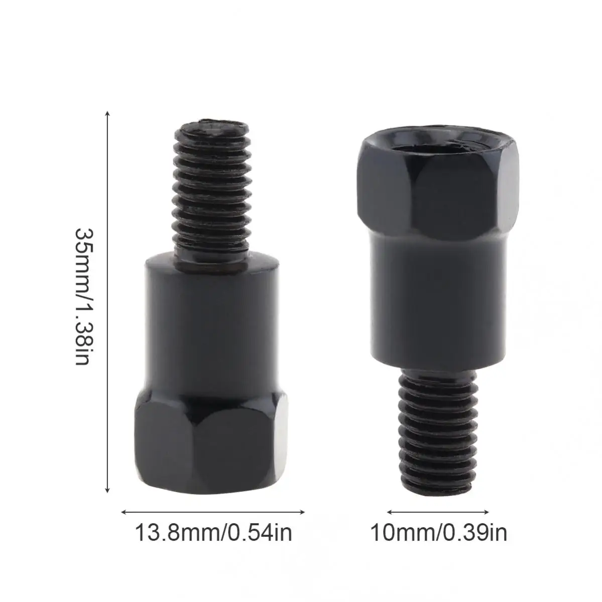 Adaptador de espejo de 10mm a 8mm en sentido horario a antihorario, Perno de aumento de Metal de acero negro para espejo retrovisor de motocicleta