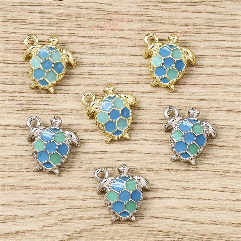 5 Stück 12x12mm Cartoon-Tier-Anhänger aus Emaille-Legierung, Schildkröten-Anhänger für die Schmuckherstellung, Ohrringe, Halsketten, Armbänder, DIY-Geschenke – Detail 5