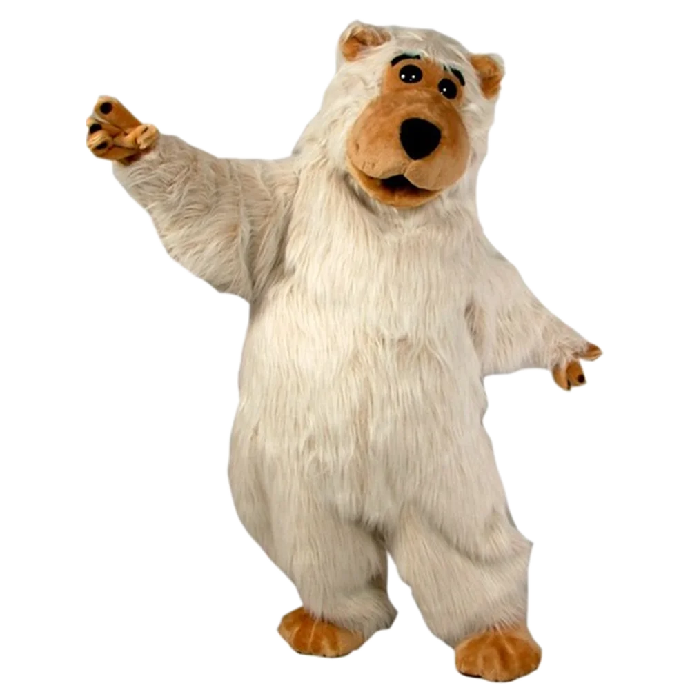 White Fur Boris Bear Mascot Costume Stage Advertising Costume Mascotte Mascota Outfit Suit Fancy Dress EMS FREE SHIP SW502