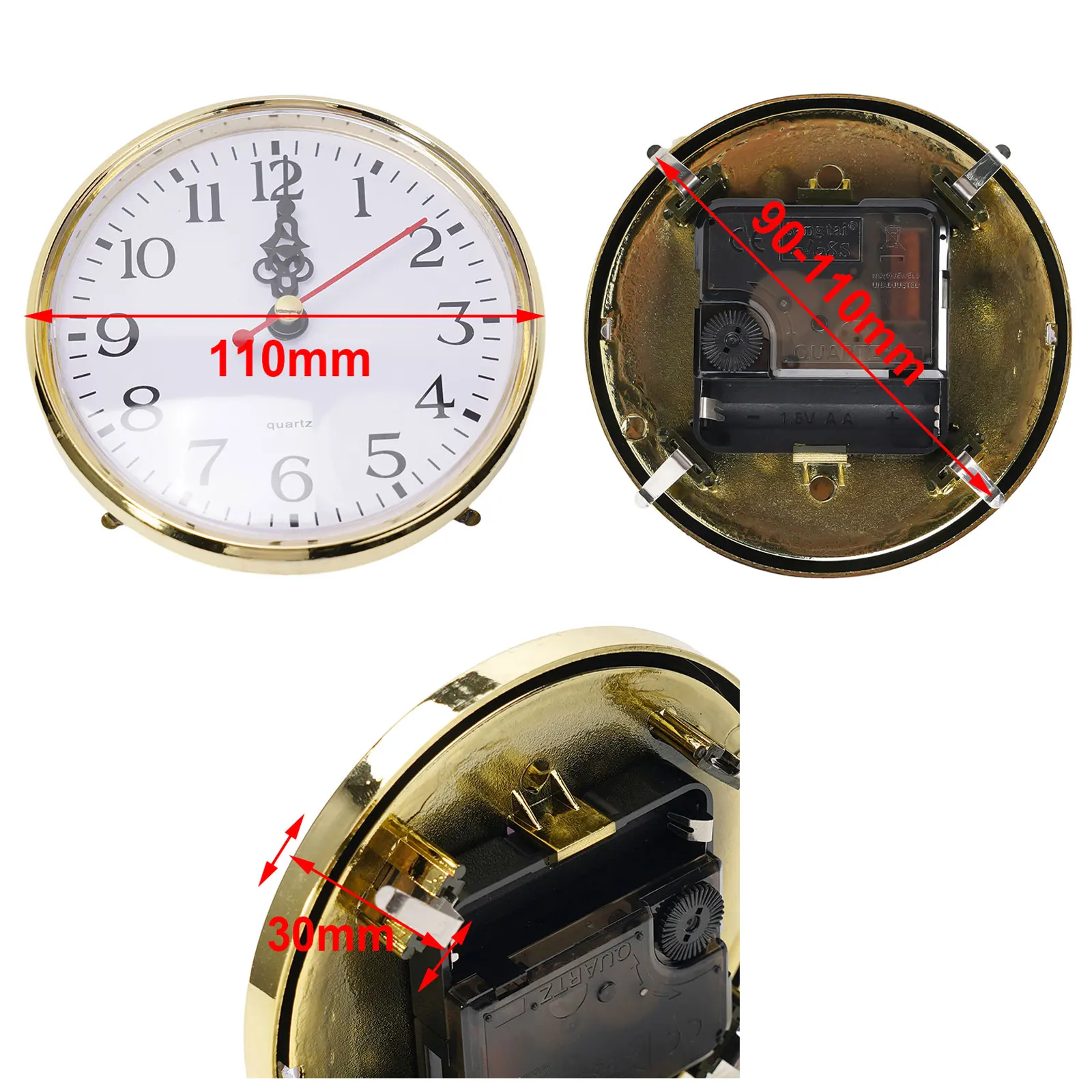 1pc 65/80/90/105/110MM Quartz Clock Insert Movement Replacement Gold Home Decor Art DIY Ornament Room Decoration Home Decor