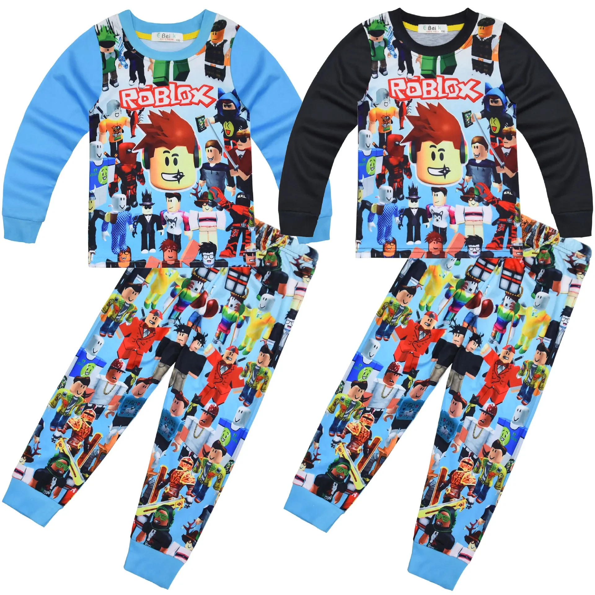 

2PC-SET Games Roblox Clothing Medium and Large Home Clothes Set Long Sleeve Pajamas Pants Girl ClotheS Children's Clothing