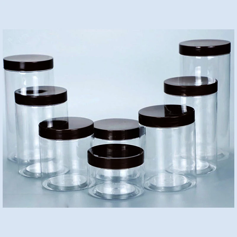 1PC Plastic Packing Bottle PET Clear Empty Seal Bottle Circular Bucket Storage Biscuit Jar Food Grade Sealed Cans Tank Container