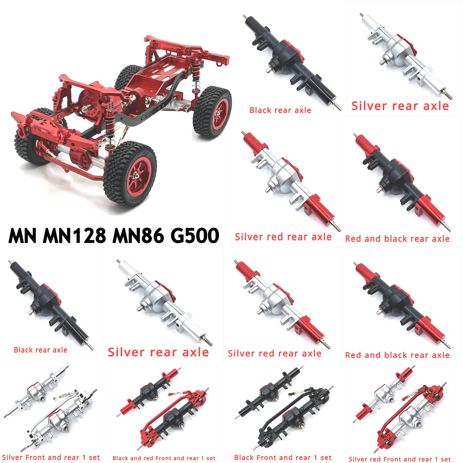 

MN MN128 MN86 G500 RC Remote Control Car Parts Metal Upgrade Front and Rear Axle Differential Assembly