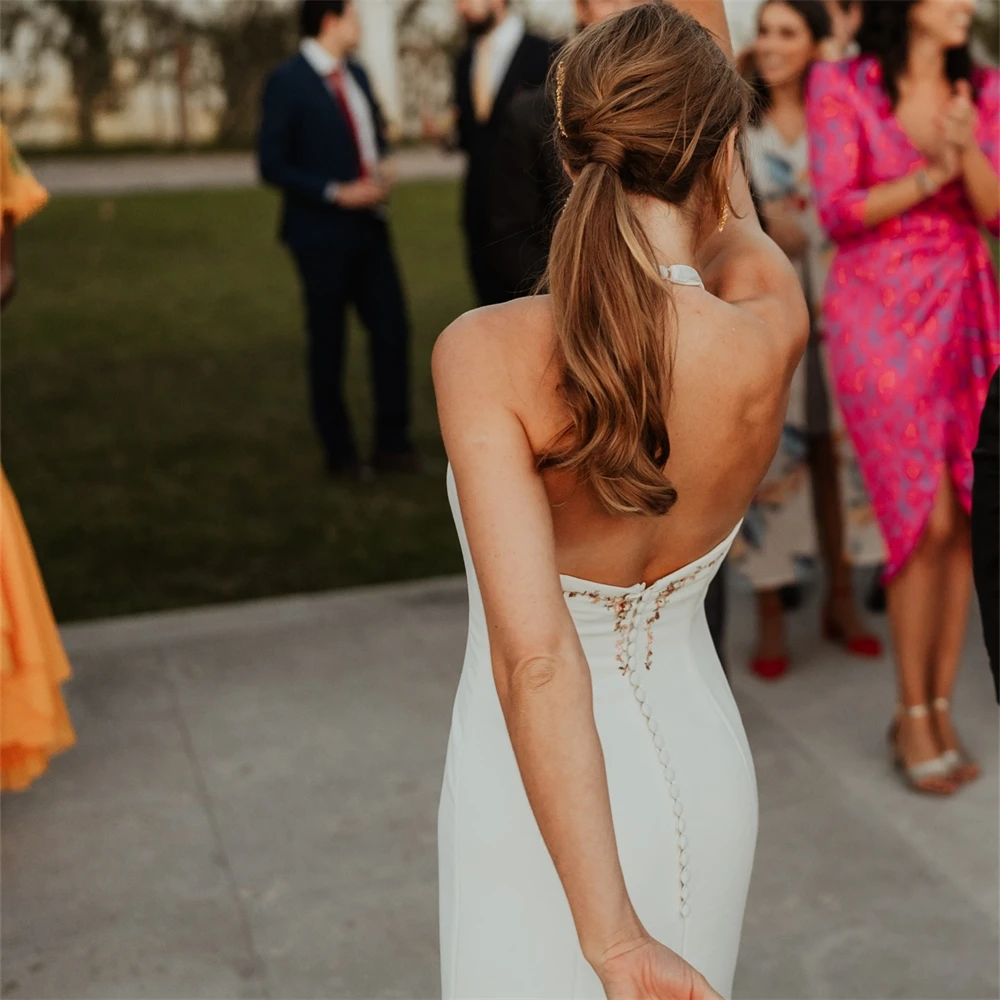 Vestido De Novia De manga larga con volantes para mujer, Halter traje elegante con cuello De satén, estilo bohemio, 20162