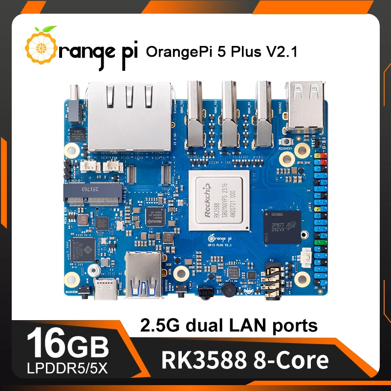 【Hot Sale】Orange Pi 5 Plus V2.1 Verison 16GB RAM Development Board RK3588 PCIE Module External WiFi-BT SSD 8K Orange Pi5 view 2