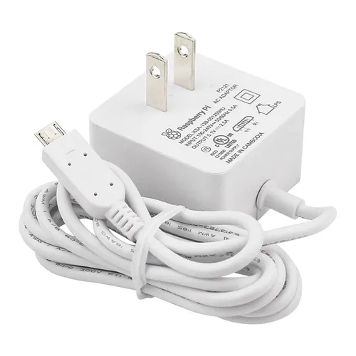 Imagen 2 del producto Raspberry Pi-fuente de alimentación de 12,5 W, adaptador de corriente Micro USB de 5,1 V, 2.5A, Cable 18awg para Raspberry Pi 3B + 3B Zero 2 W, enchufe de la UE, EE. UU., Reino Unido