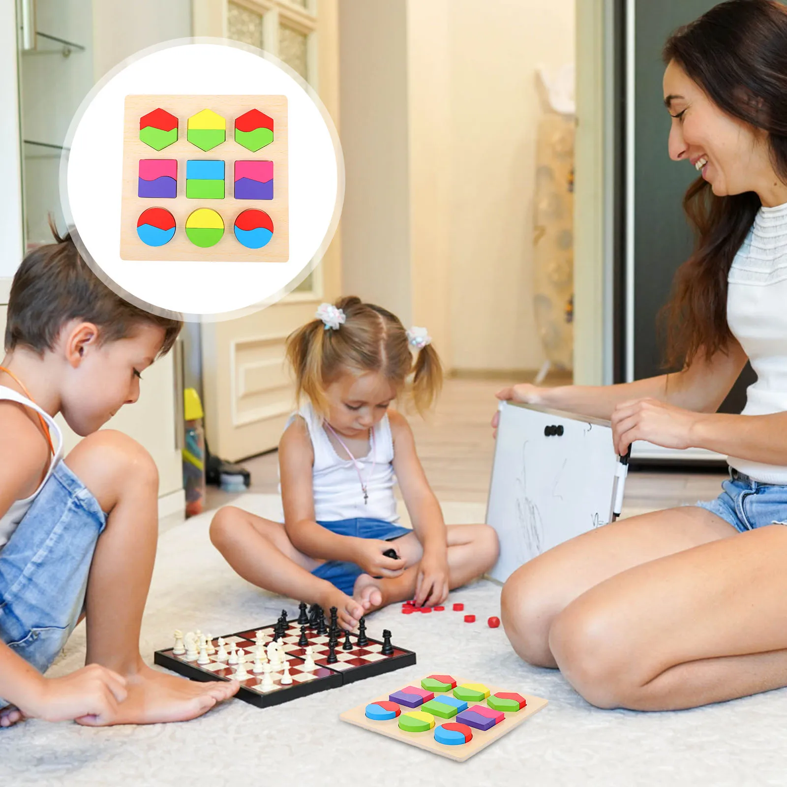 1 Juego de rompecabezas con forma de madera, aprendizaje temprano, desarrollo educativo del cerebro, juego de rompecabezas de madera geométrico para niños, regalo de aprendizaje para niños