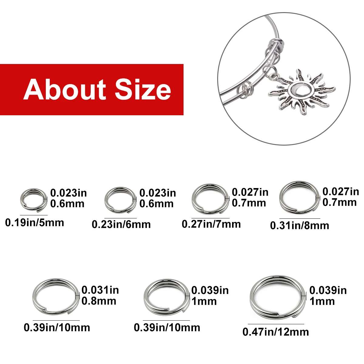 100pcs 5-12mm Stainless Steel Open Double Jump Rings For DIY Key Double Split Rings Connectors Rings For Jewelry Keychain Making