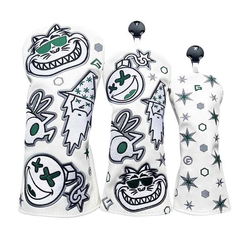Golf Club Headcovers Wizard Cat Design Cut Driver Fairway Hybrid Cover Waterproof Protector Set Soft Durable Golf HeadCover