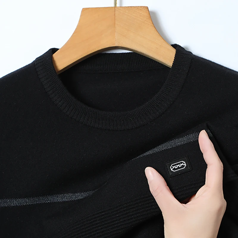 

Men's sweater single wear high-end autumn and winter thin cut high round neck inner layer bottom layer sweater men's clothing