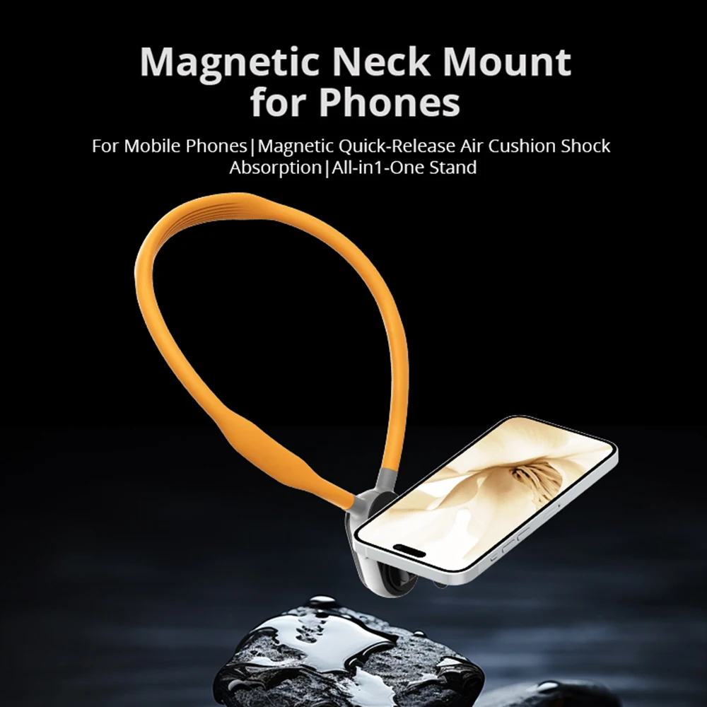 AMORUS Magnetci Silicone Neck Mount Quick Release Hold For IPhone15 14 13 12 Android SAMSUNG HUAWEI XIAOMI Selfie Video Mount