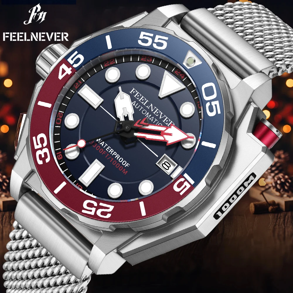 

FEELNEVER Top Brand Luxury Mens Watches Fashion Sports Waterproof Super Luminous Mechanical Watch Men Relogios Masculino+BOX