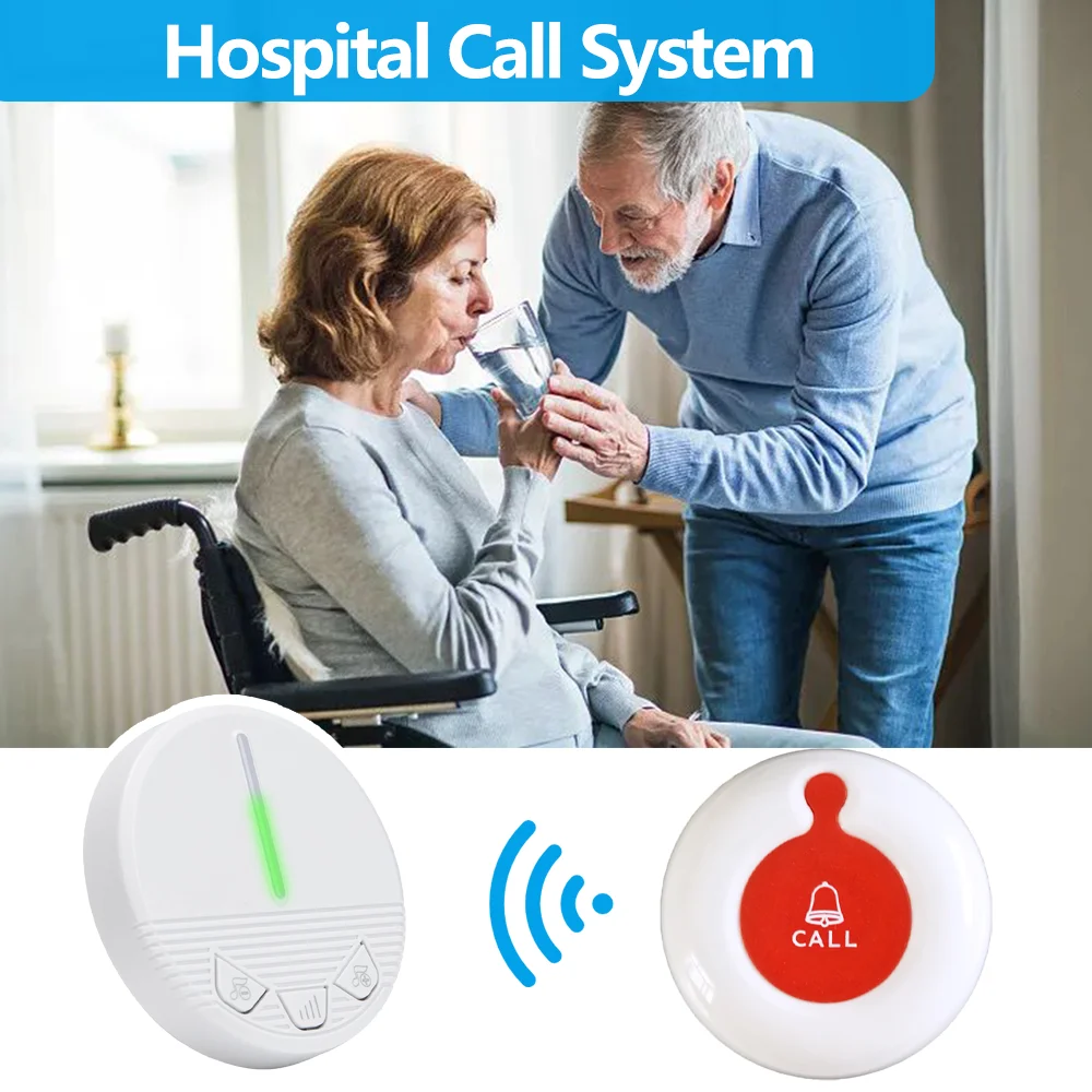 Emergency Nurse Call Button Wireless Wearable - Patient Safety Alert System for Hospital, Nursing Home