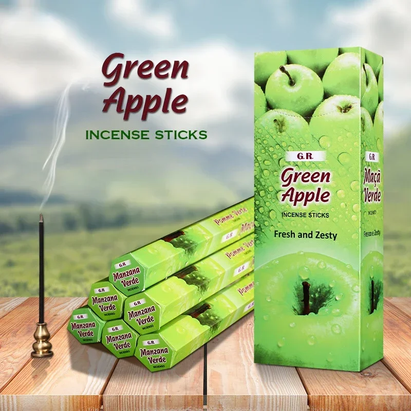 

India Green Apple Incense Sticks 120pcs Tibetan Line Incense Home Office Household Tearoom Aromatherapy Lasting Fragrance