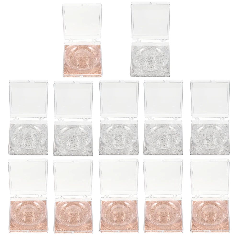 

12pcs Square False Eyelash Case Transparent Glitter Storage Box Plastic Lash Holder Organizer Packaging Eyelash Tray Box