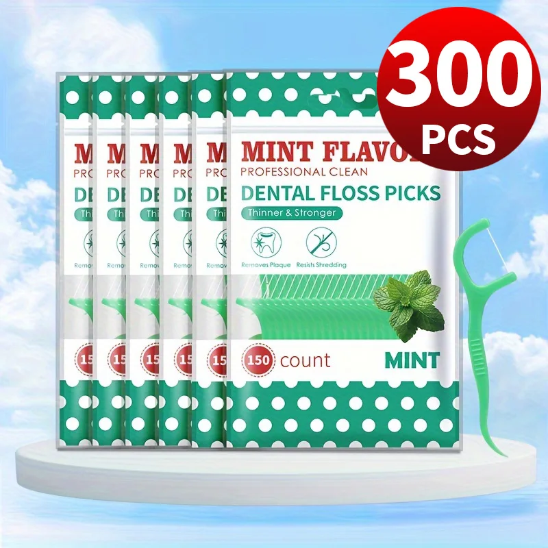 300PCS/150PCS/50PCS - Mint Floss Stick - interdental cleaning tool