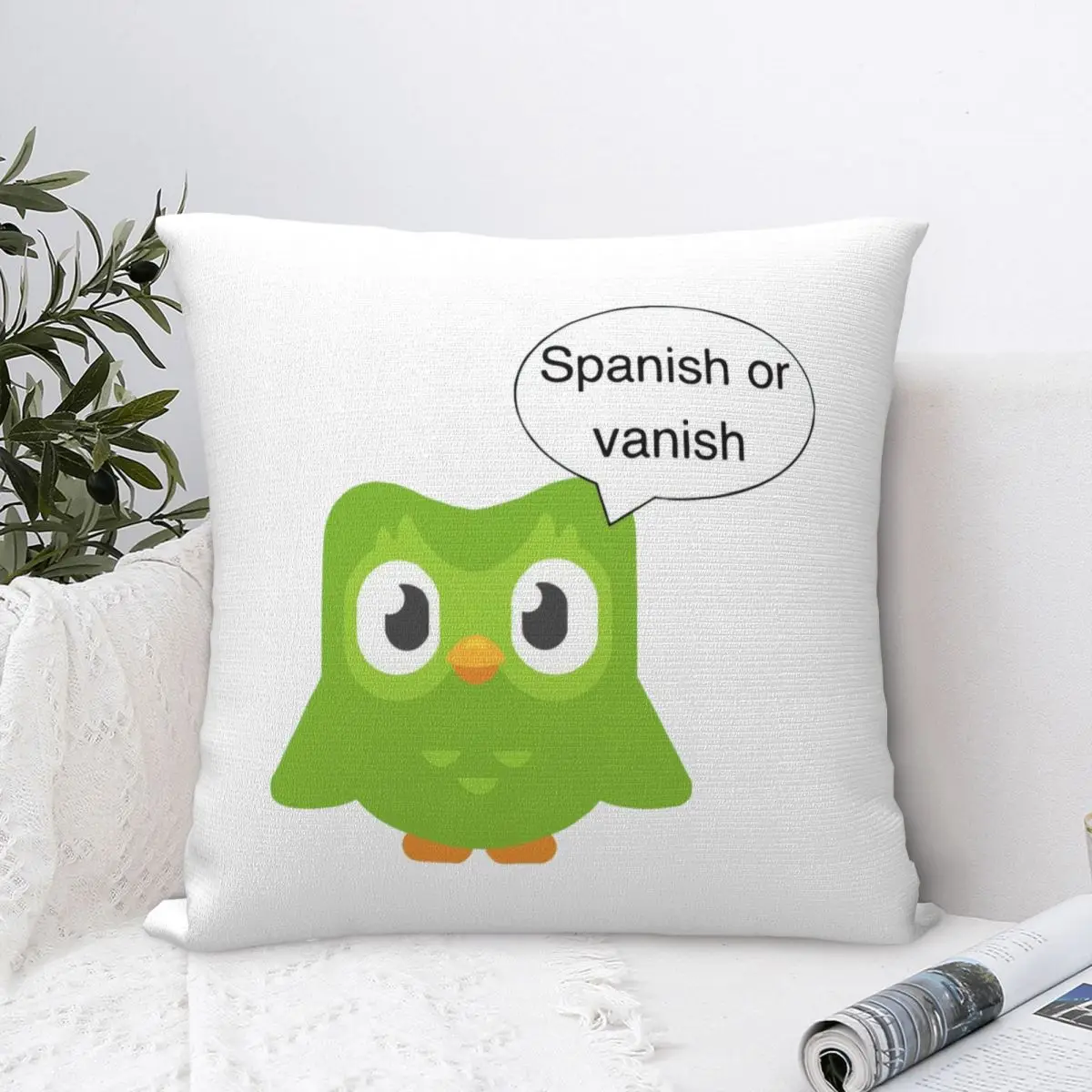 Spanish Or Vanish Duolingo Pillowcases Polyester Bed Car Cartoon Cushion Cover Cool Home Decoration Throw Pillow Case 40*40