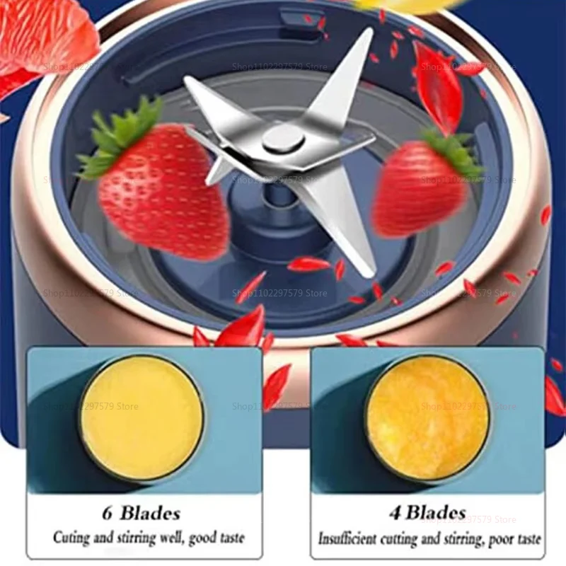 المحمولة كوب لصنع العصائر خلاط عصائر 6 شفرة خلاط زجاجة المنزلية كوب لصنع العصائر الفاكهة USB قابلة للشحن عصارة المطبخ أداة